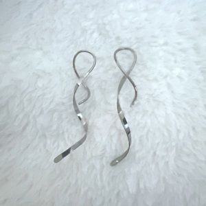 Sterling Overlay Stainless Steel Spiral Threader Earrings